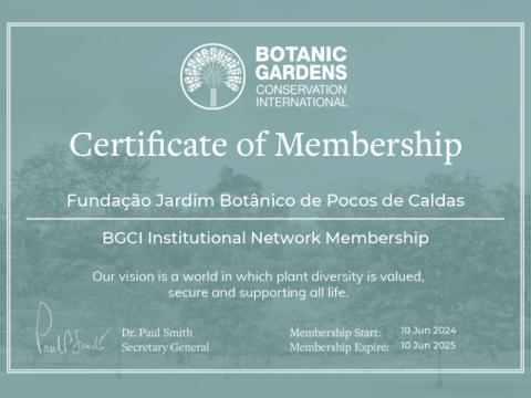 A FUNDAÇÃO JARDIM BOTÂNICO DE POÇOS DE CALDAS AGORA FAZ PARTE DA BOTANIC GARDEN CONSERVATION INTERNACIONAL (BGCI)